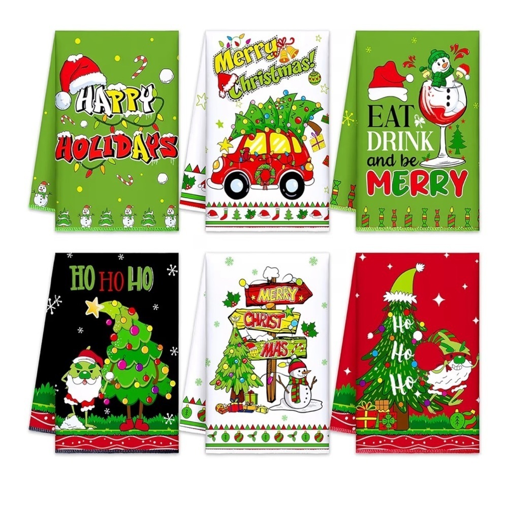 NWT 6 piece Colorful Holiday Kitchen Towel Set
